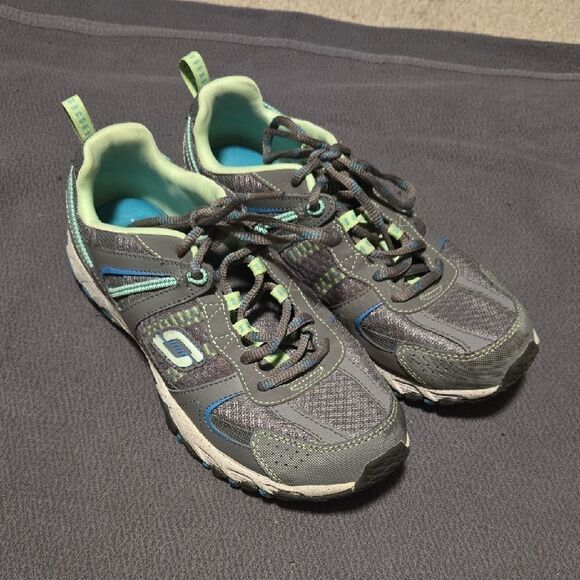 Skechers Gray and Blue Athletic Shoes - Picture 1 of 6